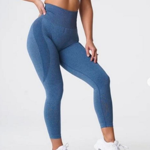 NVGTN Small Contour Seamless High Waist Leggings in Slate Blue - Picture 1 of 6